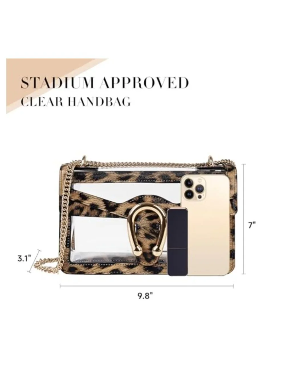 Clear Crossbody Bag Stadium Approved PVC Vegan Leather
